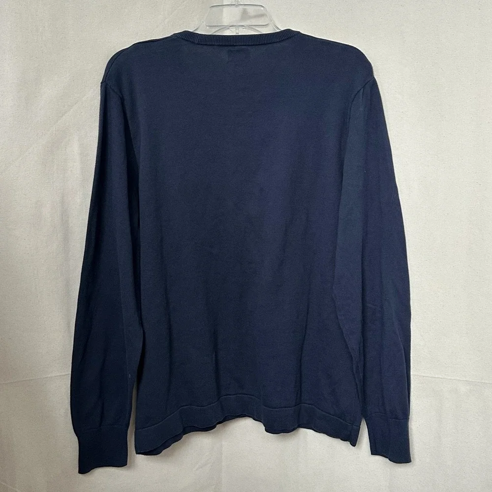 J. Crew Navy Crew Neck L/S Cotton Sweater Mens XL Preppy Minimalist Old Money‎
